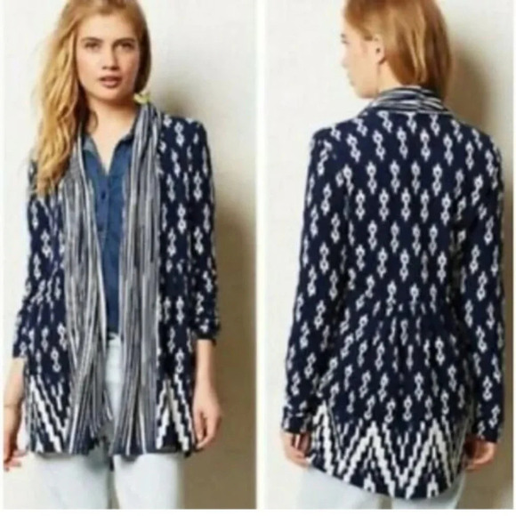 ANTHROPOLOGIE One September Navy Open Drape Sweater Cardigan - size medium - Picture 1 of 8